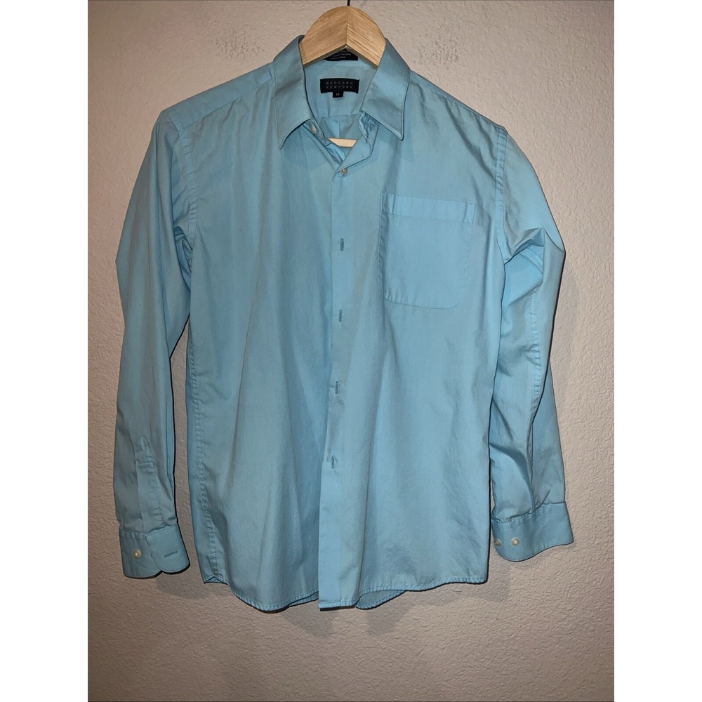 Bergamo New York AQUA Long Sleeve Dress Shirt Boys Pocket SIZE 14